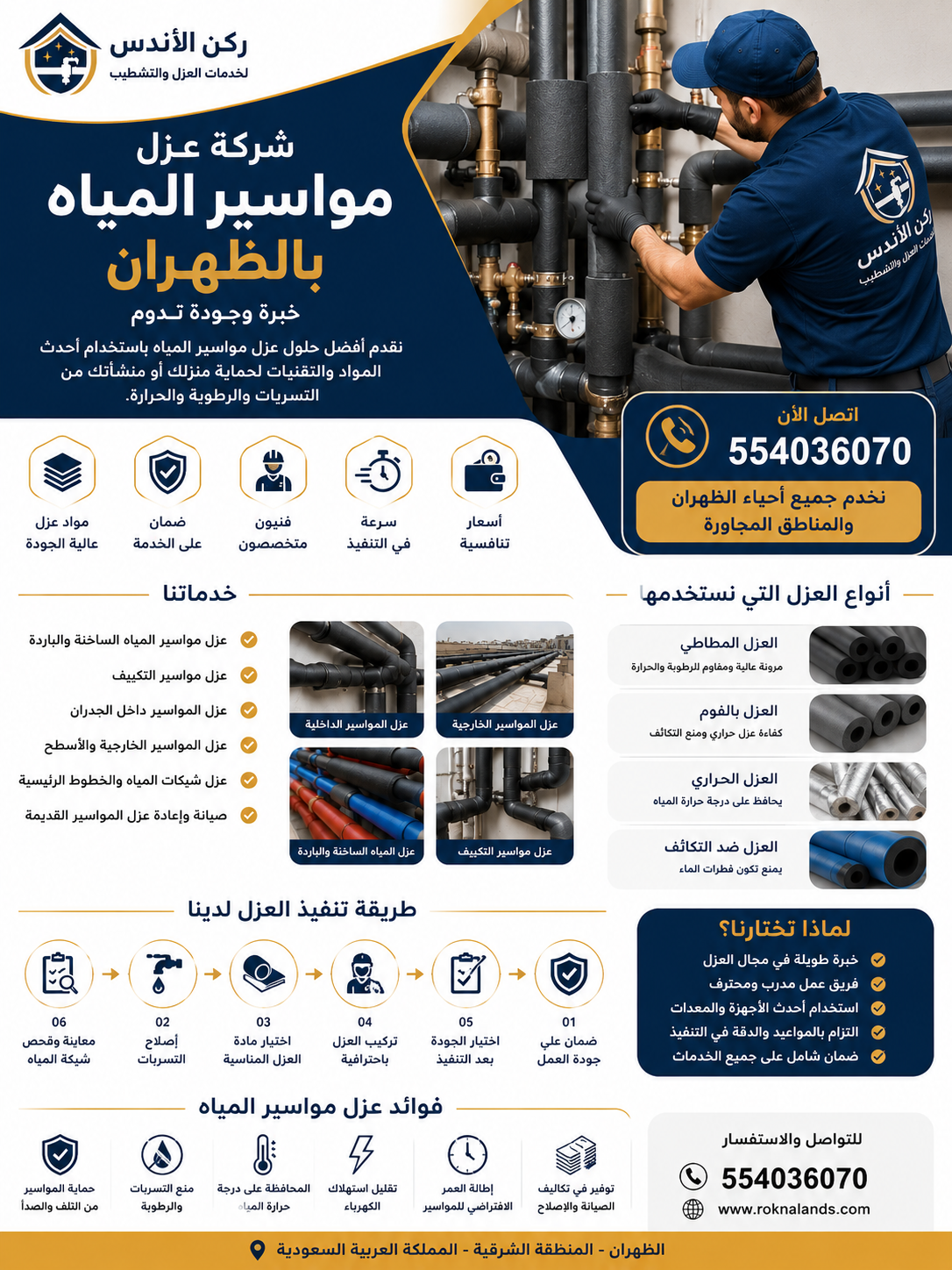 شركة عزل مواسير المياه بالظهران | شركة ركن الاندلس
